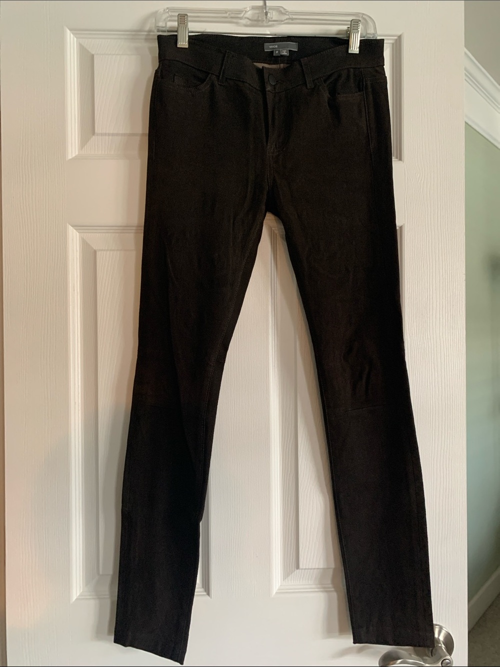 Vince Dark Brown Leather Women’s Slim Pants